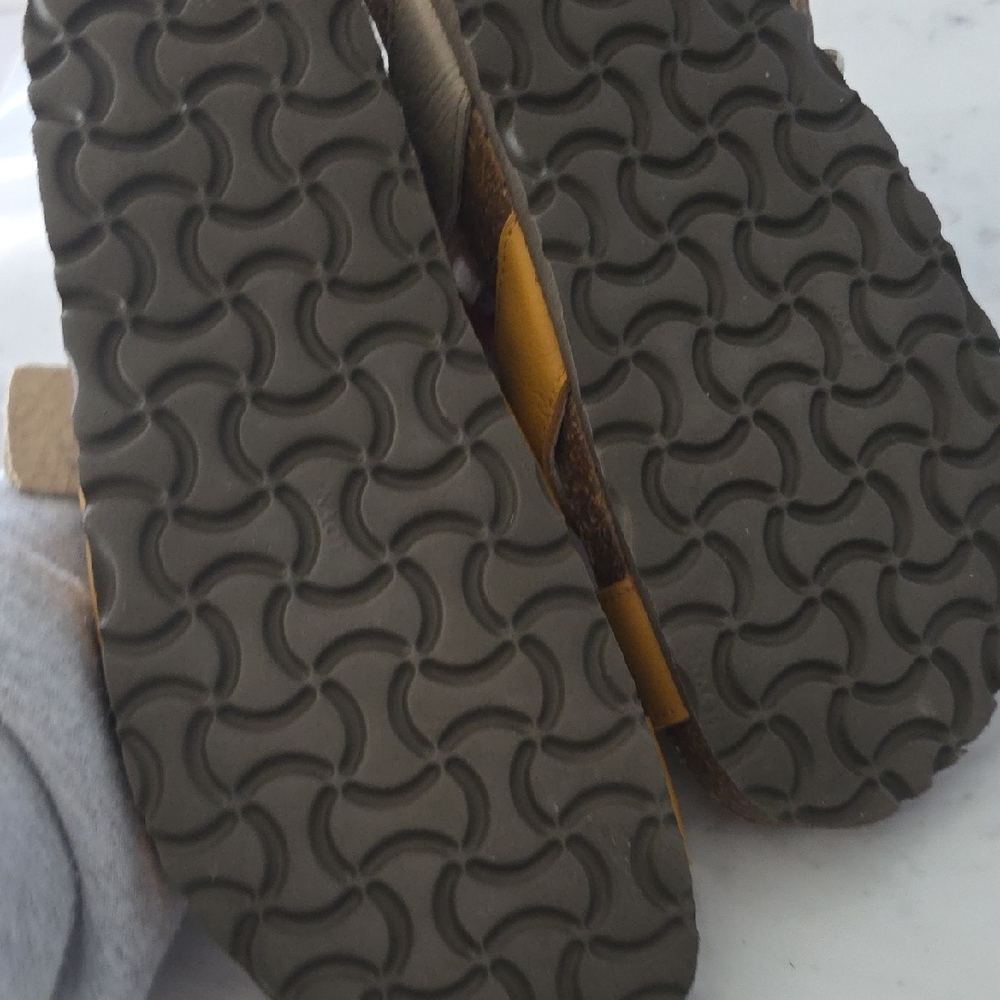 Naot Yellow and Tan Leather Sandals - Picture 6 of 9